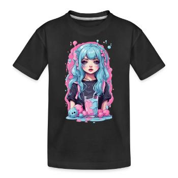 Kawaii Anime Girl Gothique Milkshake Manga Design - T-shirt bio Premium Enfant - noir - Devant
