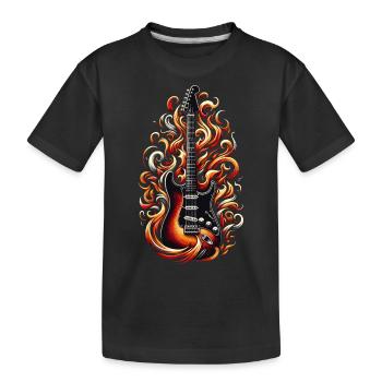 Guitare électrique avec flammes - T-shirt bio Premium Enfant - noir - Devant
