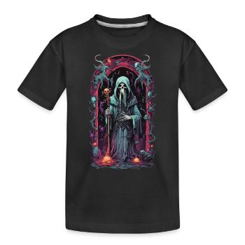 Unterwelt Grim Reaper Magie Halloween Design - Kinder Premium Bio T-Shirt - Schwarz - Vorne