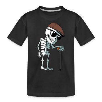 Alter Mann als Skelett mit Gehstock - Kinder Premium Bio T-Shirt - Schwarz - Vorne