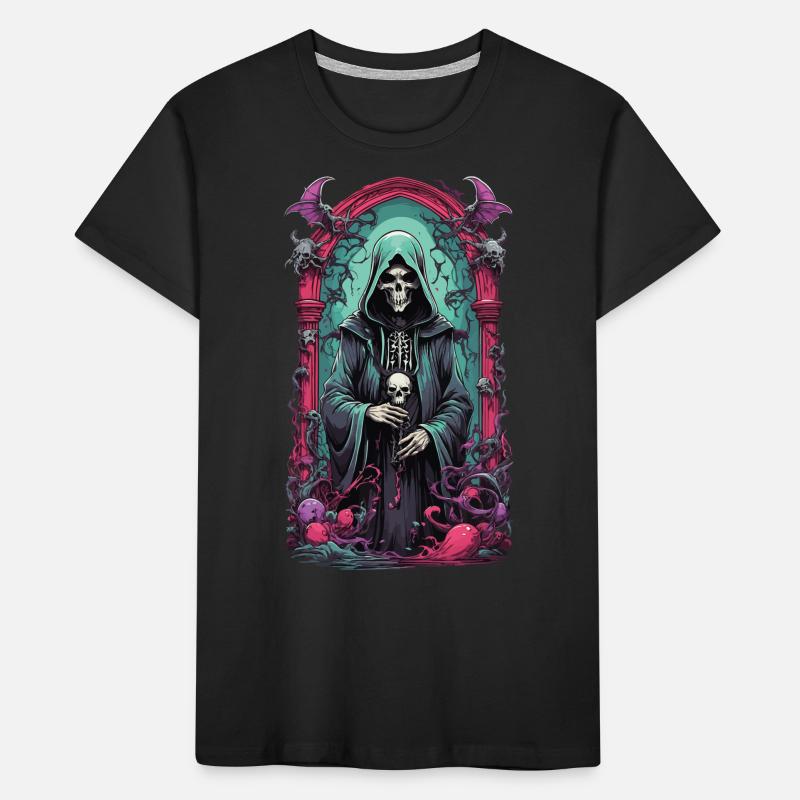 Grim Reaper Skeleton Mage Gothic Artwork Kids' Premium Organic T-Shirt