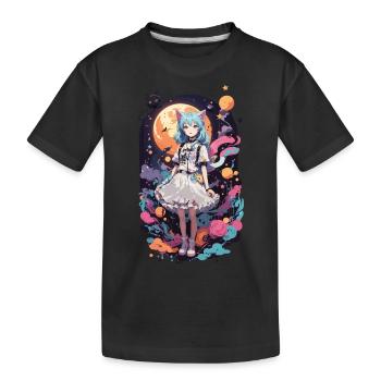 Kemonomimi Cats Girl Kawaii Anime Goth eGirl - Kids' Premium Organic T-Shirt - black - Front