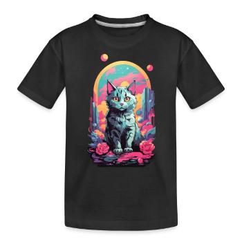 Magische Pastell Goth Katze mit Rosen Design - Kinder Premium Bio T-Shirt - Schwarz - Vorne