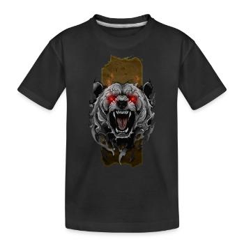 Inferno-Gebrüll: Wütender Bär mit roten flammenden Augen - Kinder Premium Bio T-Shirt - Schwarz - Vorne