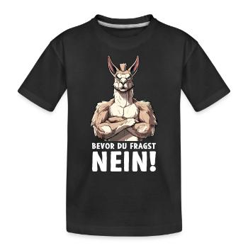 Alpaga Lama Andes Amérique du Sud Avant de demander Non - T-shirt bio Premium Enfant - noir - Devant