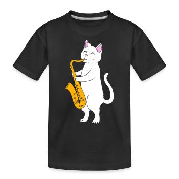 Saxophon Saxophonist - Kinder Premium Bio T-Shirt - Schwarz - Vorne