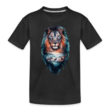 Paysage de lion majestueux Art africain - T-shirt bio Premium Enfant - noir - Devant
