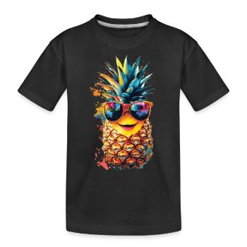 Ananas - Kinder Premium Bio T-Shirt - Schwarz - Vorne