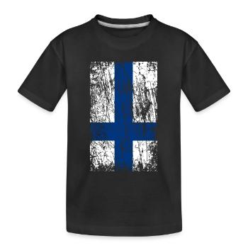 Vintage Flagge Finnland - Kinder Premium Bio T-Shirt - Schwarz - Vorne