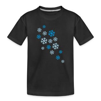 schneeflocken schnee winter - Kinder Premium Bio T-Shirt - Schwarz - Vorne