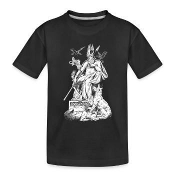 Odin sur le trône avec des lances, des corbeaux et des loups - T-shirt bio Premium Enfant - noir - Devant