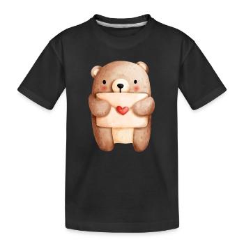Verliebter Bär mit Liebesbrief – Liebe Design - Kinder Premium Bio T-Shirt - Schwarz - Vorne