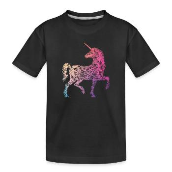 Süßes Einhorn Kritzelei Regenbogen Farben - Kinder Premium Bio T-Shirt - Schwarz - Vorne