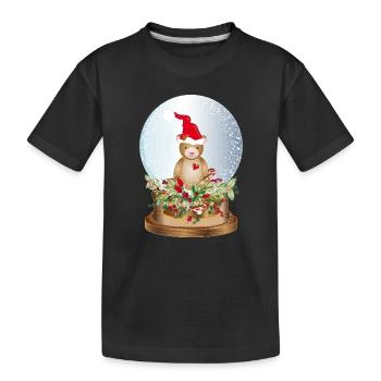 schöne nostalgische Schneekugel mit Teddybär - Kinder Premium Bio T-Shirt - Schwarz - Vorne