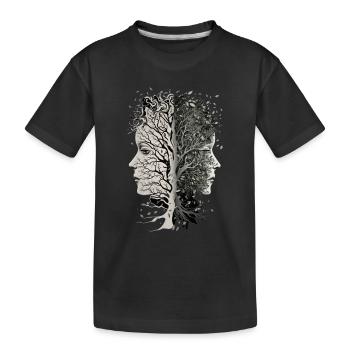 Visages d’arbres avec des feuilles soufflant des visages féminins froids - T-shirt bio Premium Enfant - noir - Devant