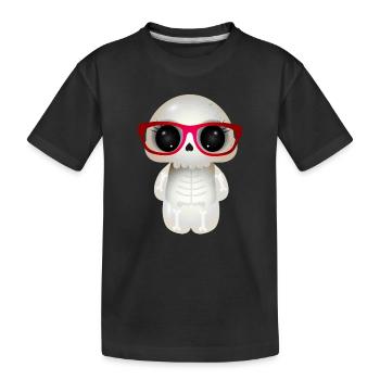 cute skull with red nerd glasses - Kids' Premium Organic T-Shirt - black - Front