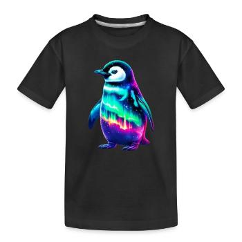 Aurora Borealis Pinguin - Kinder Premium Bio T-Shirt - Schwarz - Vorne