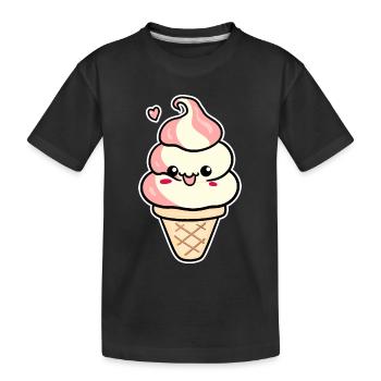 Crème glacée de dessin animé - T-shirt bio Premium Enfant - noir - Devant