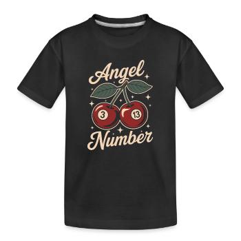 Engelszahl 313 Retro Kirsche - Kinder Premium Bio T-Shirt - Schwarz - Vorne