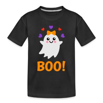 Cute Halloween Ghost Boo Costume - Kids' Premium Organic T-Shirt - black - Front