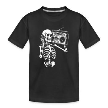 Skeleton Boombox Retro Groove - Kids' Premium Organic T-Shirt - black - Front