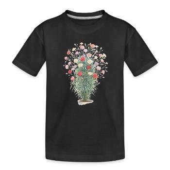 Bouquet d’œillets romantique - T-shirt bio Premium Enfant - noir - Devant