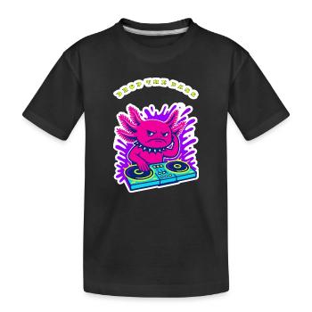 DJ Axlotl en colère - Design néon Drop the Bass - T-shirt bio Premium Enfant - noir - Devant