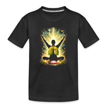 Meditation Atmung Natur Lunge Design  - Kinder Premium Bio T-Shirt - Schwarz - Vorne
