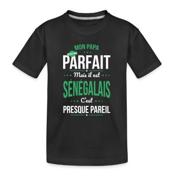 Mon papa n'est pas parfait - Sénégalais - T-shirt bio Premium Enfant - noir - Devant