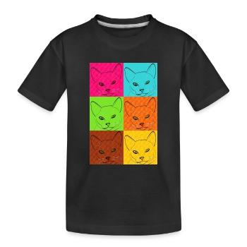 Line Art Katze Pop Art - Kinder Premium Bio T-Shirt - Schwarz - Vorne