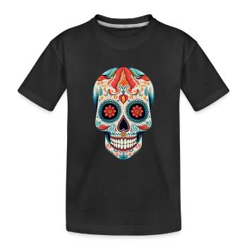 bunt bemalter Schädel la catrina dia de muertos - Kinder Premium Bio T-Shirt - Schwarz - Vorne