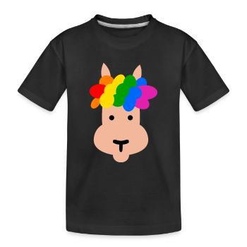 Llama with rainbow hairstyle - Kids' Premium Organic T-Shirt - black - Front