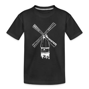 Vintage nostalgische Windmühle - Kinder Premium Bio T-Shirt - Schwarz - Vorne