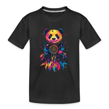 Colorful Panda with Dream Catcher - Kids' Premium Organic T-Shirt - black - Front