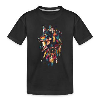Loup Attrape-rêves - T-shirt bio Premium Enfant - noir - Devant