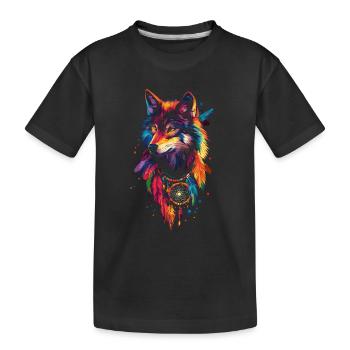 Loup Attrape-rêves - T-shirt bio Premium Enfant - noir - Devant