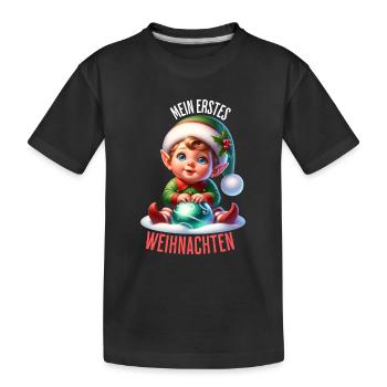 Mein Erstes Weihnachten süßer Baby Elf - Kinder Premium Bio T-Shirt - Schwarz - Vorne