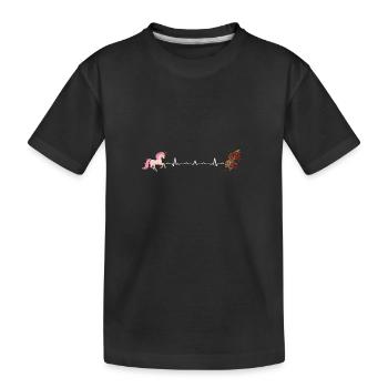 Cute unicorn dragon girl heartbeat gift - Kids' Premium Organic T-Shirt - black - Front