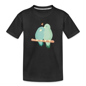 Amour, oiseaux qui se font un câlin - T-shirt bio Premium Enfant - noir - Devant