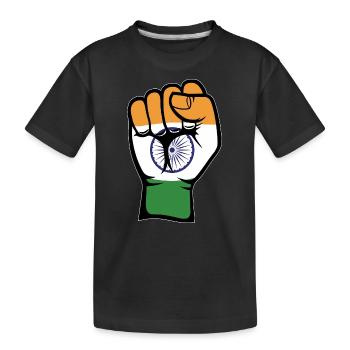 Symbole de la main du poing du drapeau de l’Inde - T-shirt bio Premium Enfant - noir - Devant