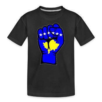 Kosovo Flagge Faust Hand Symbol - Kinder Premium Bio T-Shirt - Schwarz - Vorne