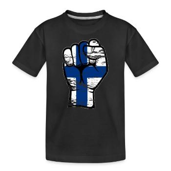 Icône de main de poing du drapeau de la Finlande utilisée - T-shirt bio Premium Enfant - noir - Devant