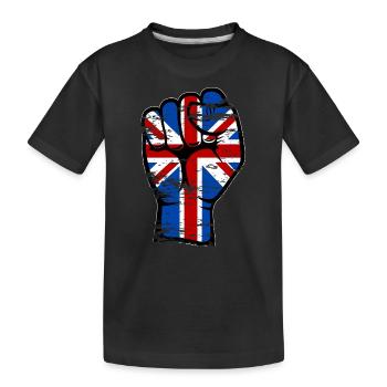 British flag fist hand symbol used - Kids' Premium Organic T-Shirt - black - Front