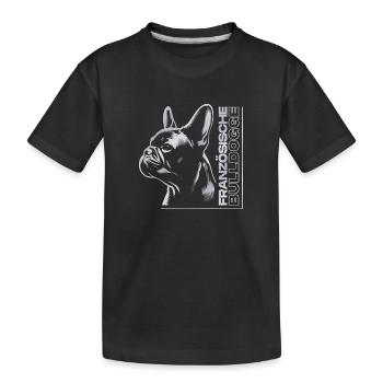 Bouledogue Français dessin tête argent - T-shirt bio Premium Enfant - noir - Devant