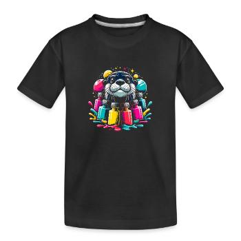 Drôle de loutre avec beaucoup de couleurs vives - T-shirt bio Premium Enfant - noir - Devant