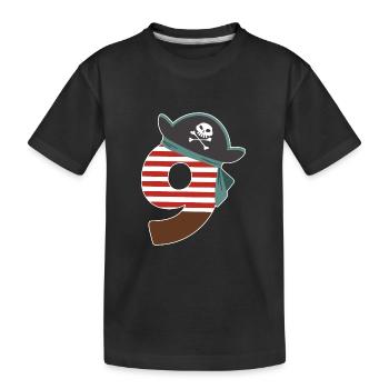 Ich bin Neun 9 / Pirat Geburtstag Party Geschenk - Kinder Premium Bio T-Shirt - Schwarz - Vorne