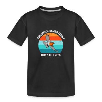 Vogelbeobachtung Vögel Beobachten Birding Vogel - Kinder Premium Bio T-Shirt - Schwarz - Vorne