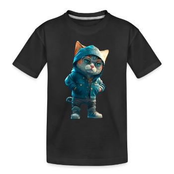 Hipster Katze Stylish Cat - Kinder Premium Bio T-Shirt - Schwarz - Vorne