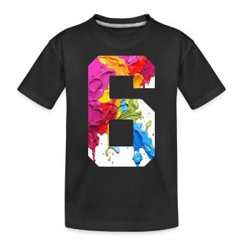 FARBIG NUMMER 6 BUNT 6. GEBURTSTAG - Kinder Premium Bio T-Shirt - Schwarz - Vorne