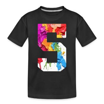FARBIG NUMMER 5 BUNT 5. GEBURTSTAG - Kinder Premium Bio T-Shirt - Schwarz - Vorne